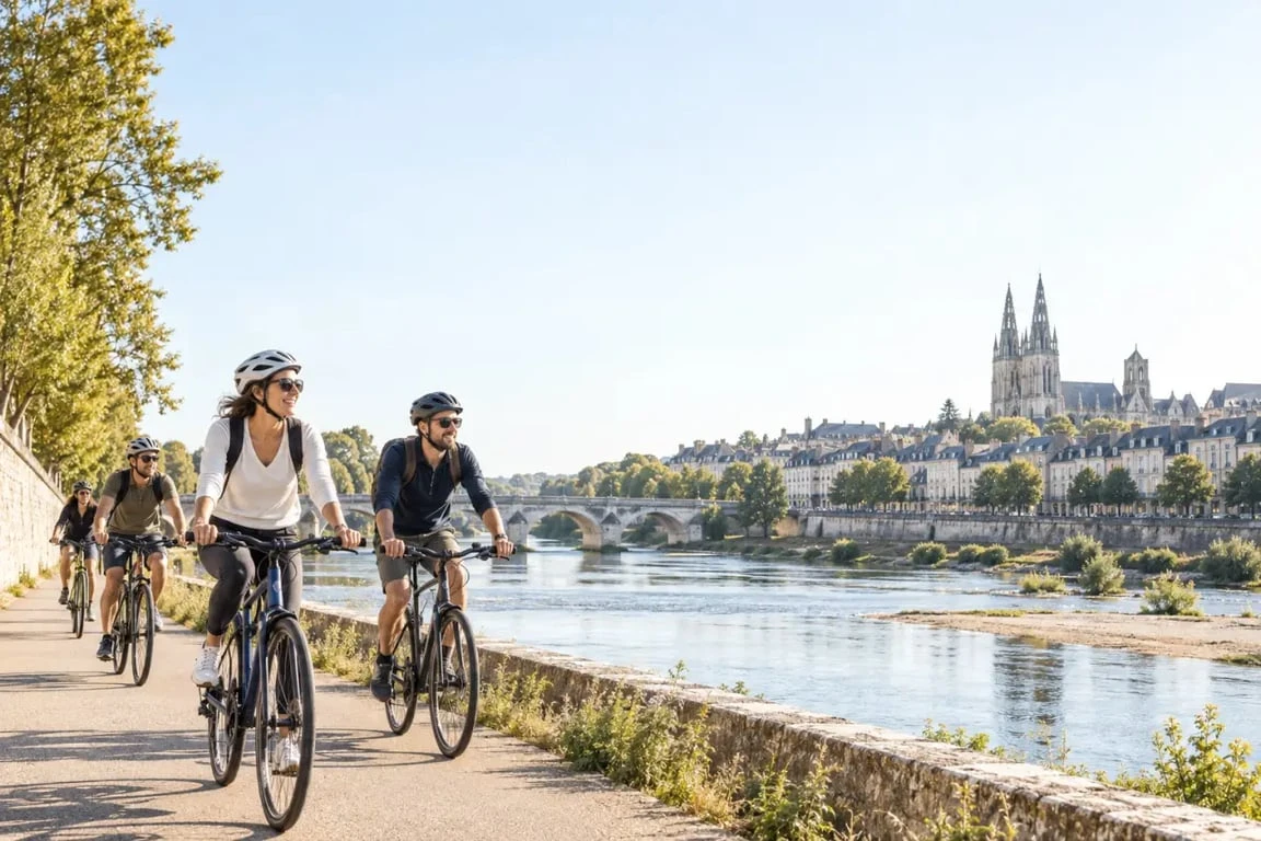 Visiter Tours à vélo le long des quais de Loire avec la cathédrale Saint-Gatien