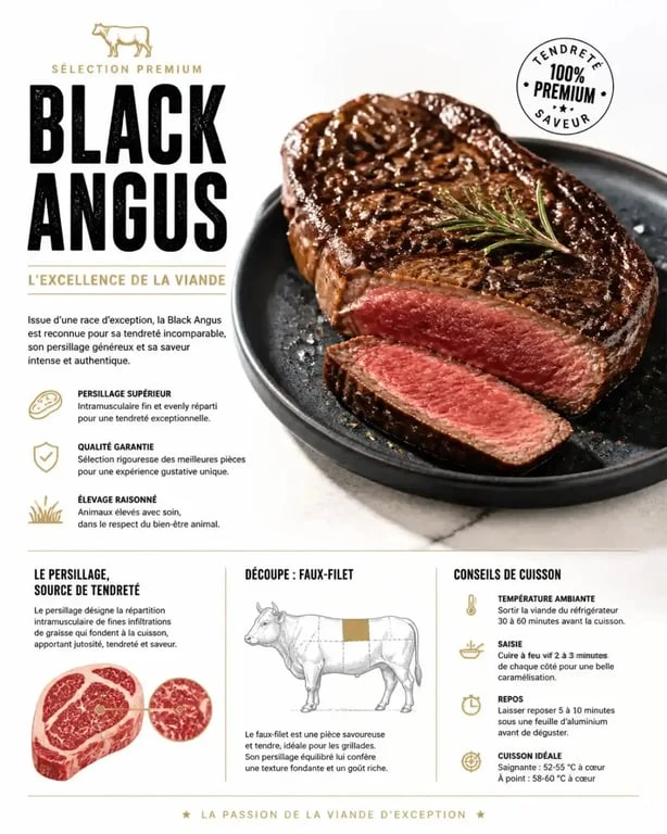 Spécialité de viande Black Angus au restaurant La Maison des Halles Tours