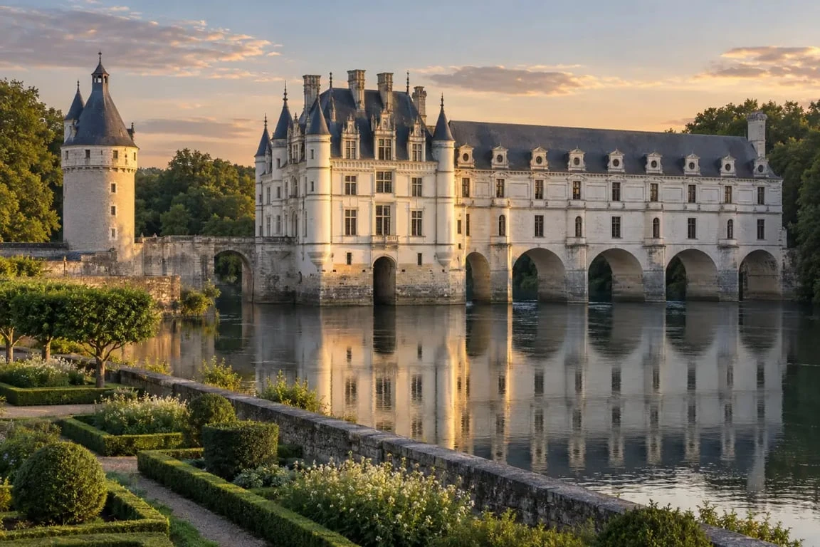 Château près de Tours à visiter : Chenonceau au-dessus du Cher