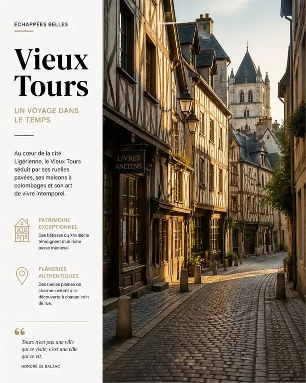 Hôtel dans le Vieux Tours : vue sur les maisons à colombages du centre historique