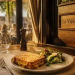 Le vieux chateau tours, intérieur de brasserie avec croque-monsieur