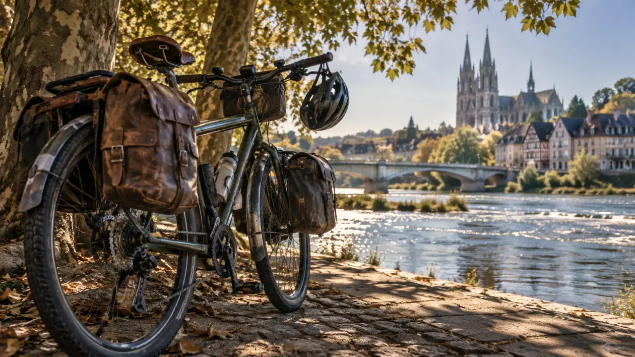 Visiter Tours à vélo sur les quais de la Loire, cathédrale Saint-Gatien en arrière-plan